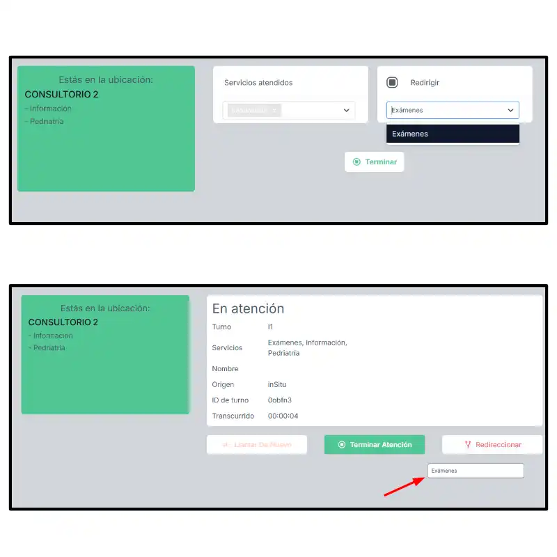 imagen demostrativa de la Redirección de turnos